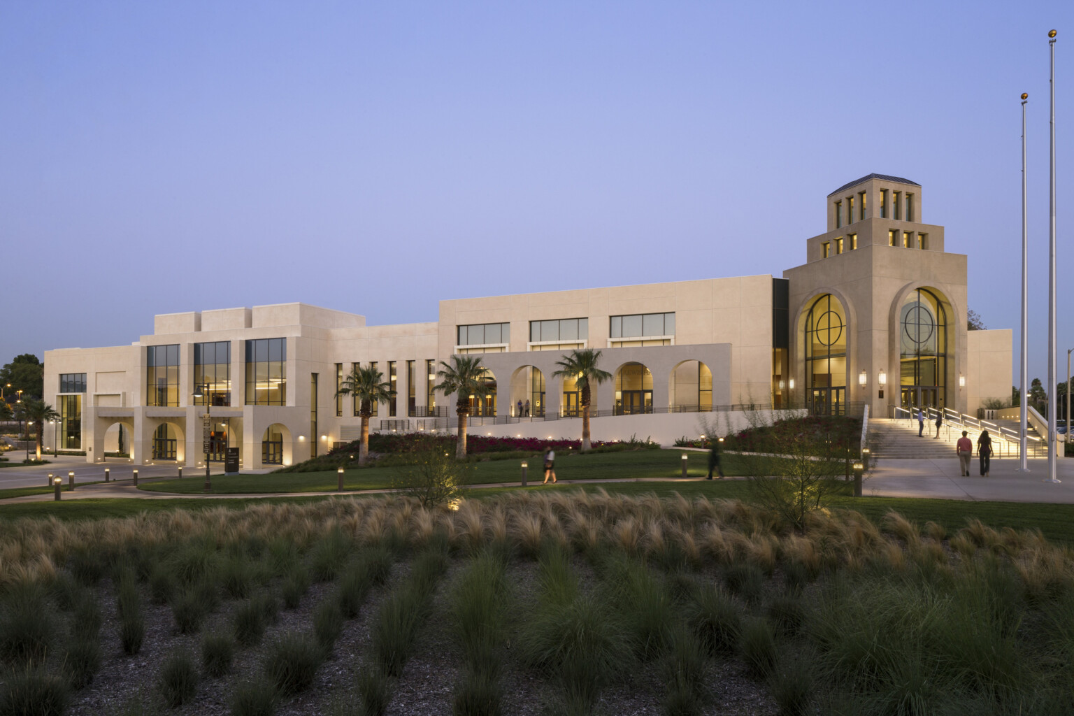 exterior facade of a mission style architecture building in California